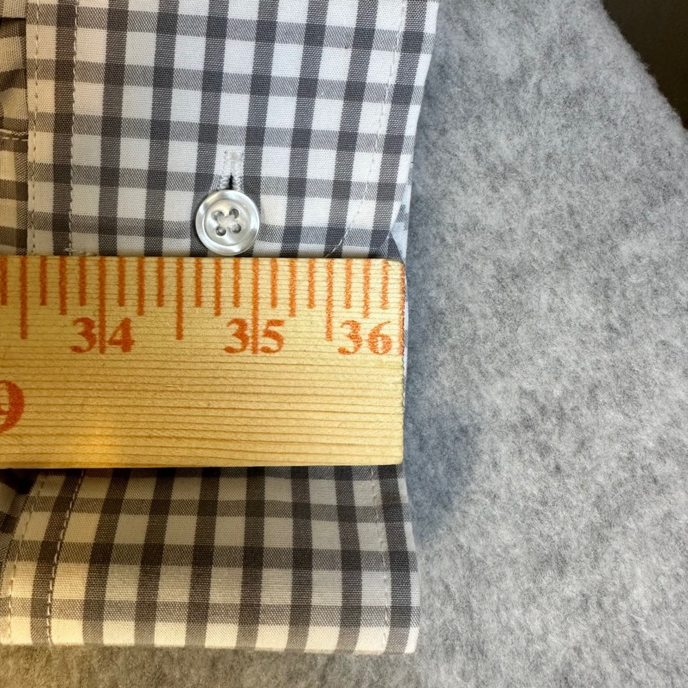 Vantage Mens 2X Grey Gingham Long Sleeve Button Down Shirt Bird Logo Pocket - Picture 8 of 12